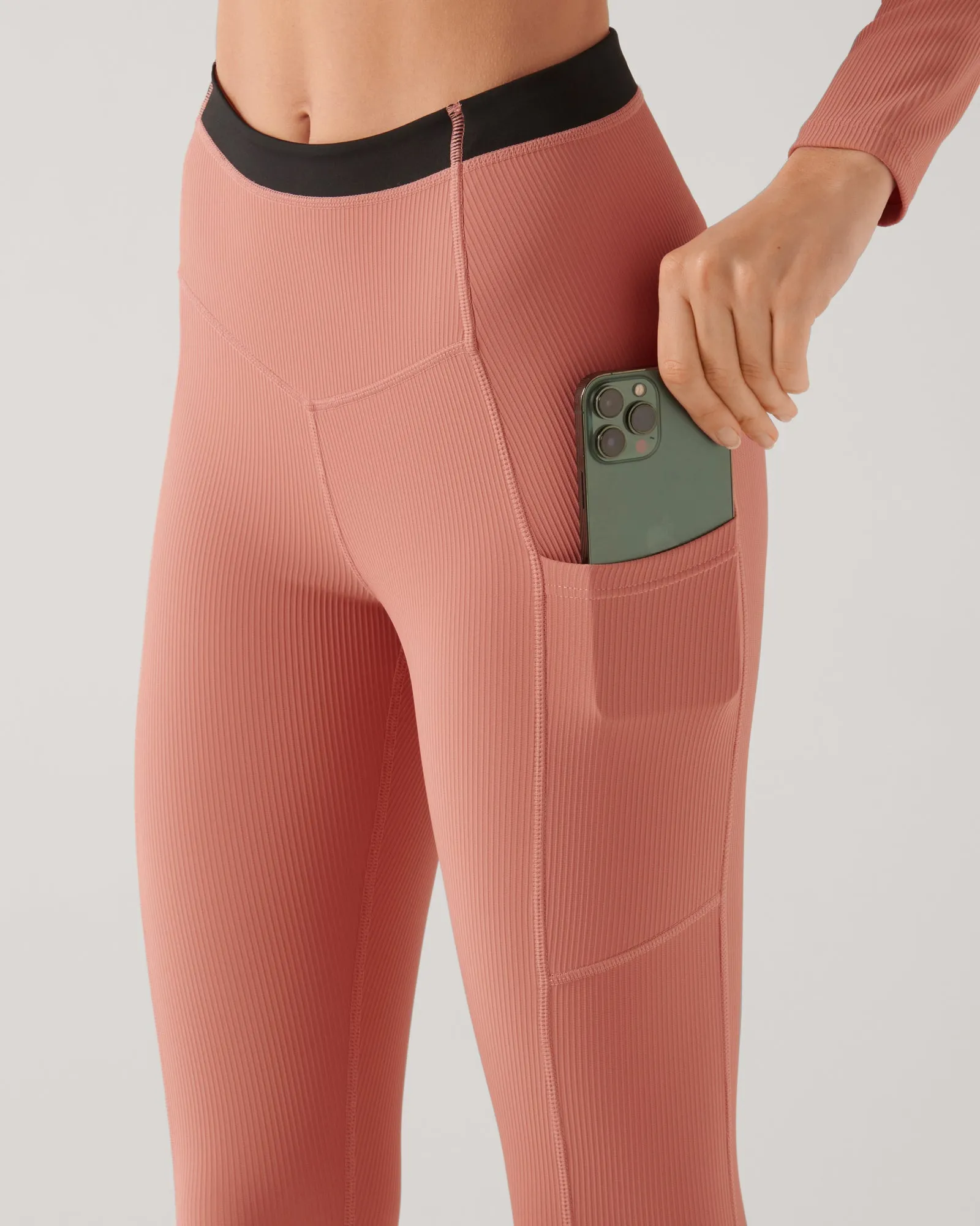 PAXTON RIBBED ANKLE BITER HIGH WAIST LEGGING TERRACOTTA