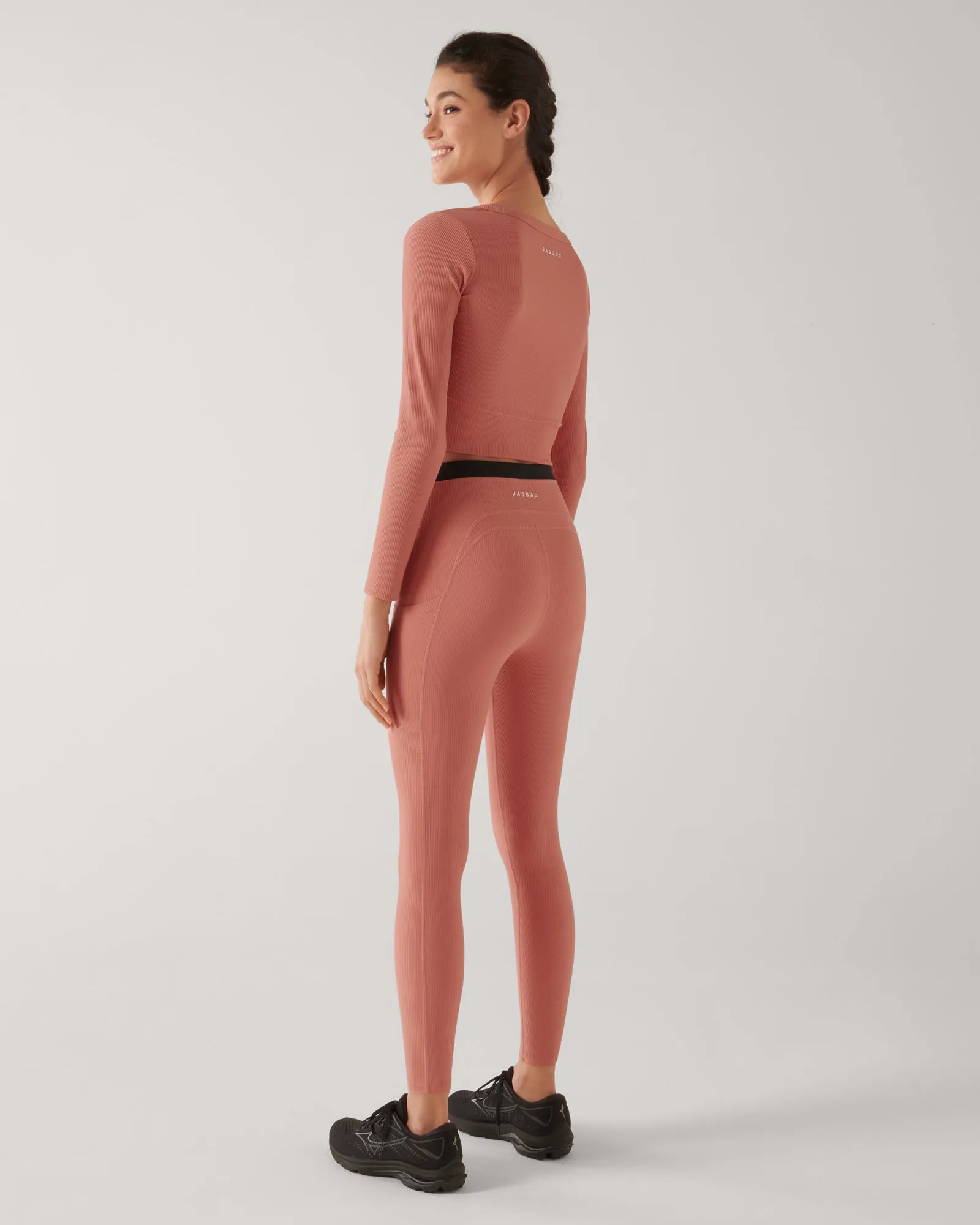 PAXTON RIBBED ANKLE BITER HIGH WAIST LEGGING TERRACOTTA