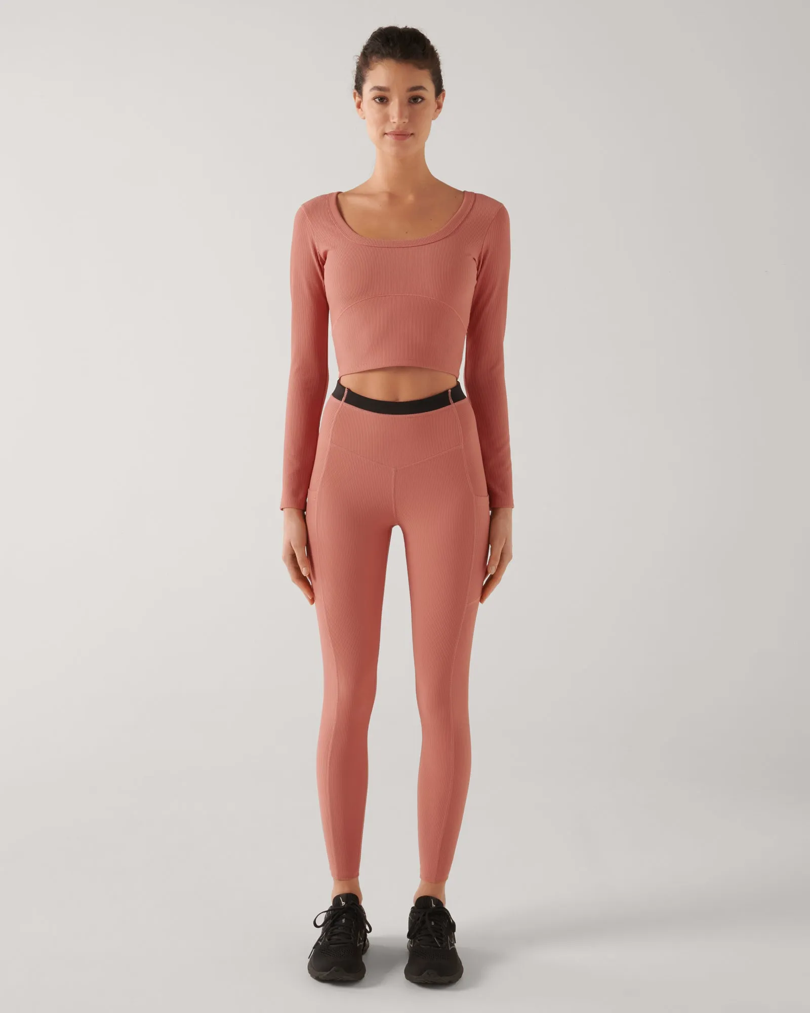 PAXTON RIBBED ANKLE BITER HIGH WAIST LEGGING TERRACOTTA