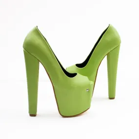 Pistachio Green Platform Chunky Heels