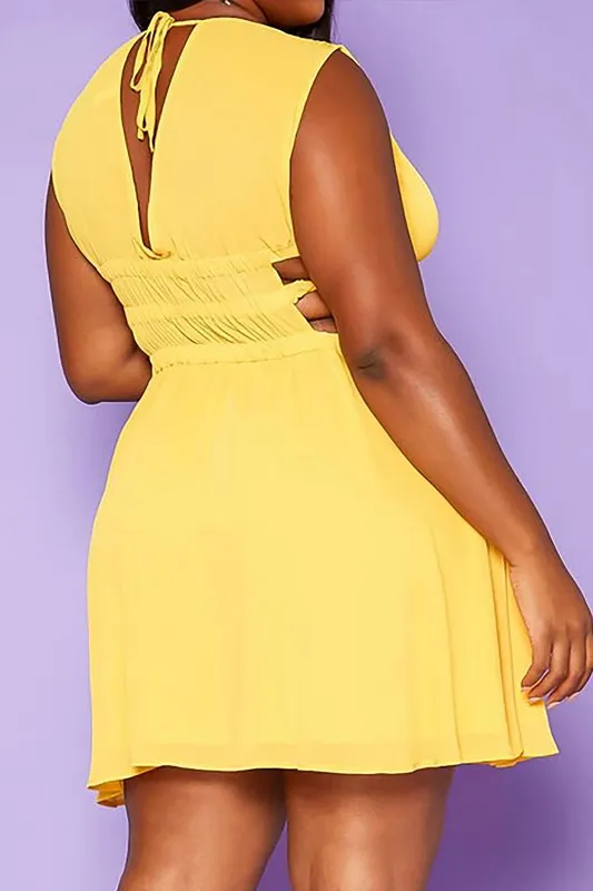 Plus Size Cut Out Design Fit & Flare Mini Dress