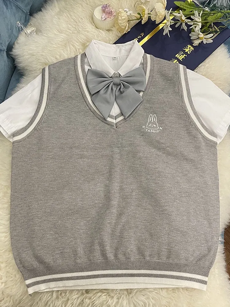 Rabbit Bit JK Uniform V Neck Knit Vests