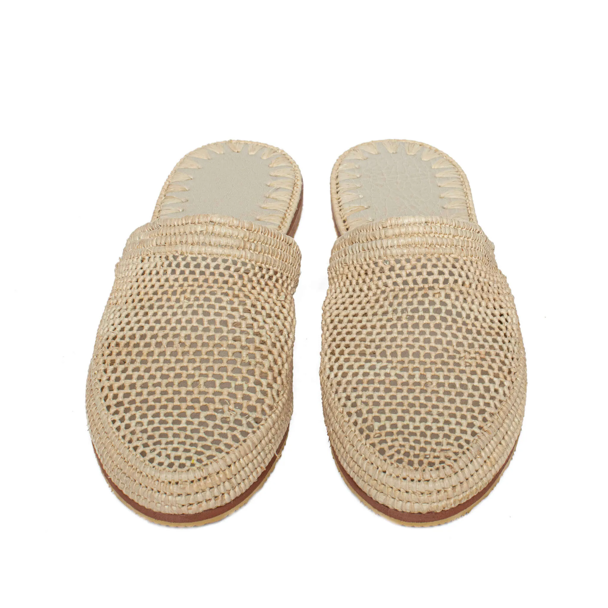 Raffia Slippers Babouche in Beige