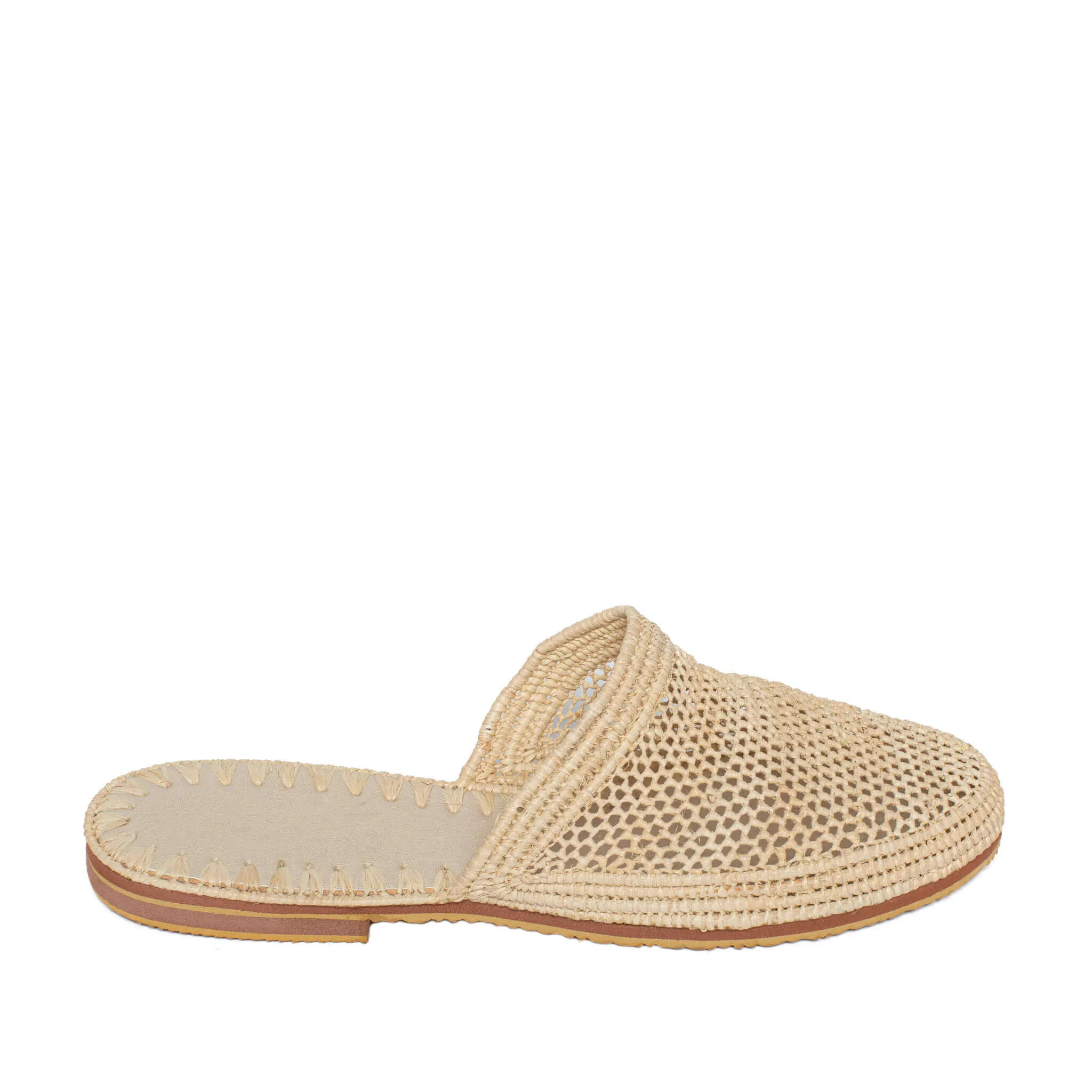 Raffia Slippers Babouche in Beige