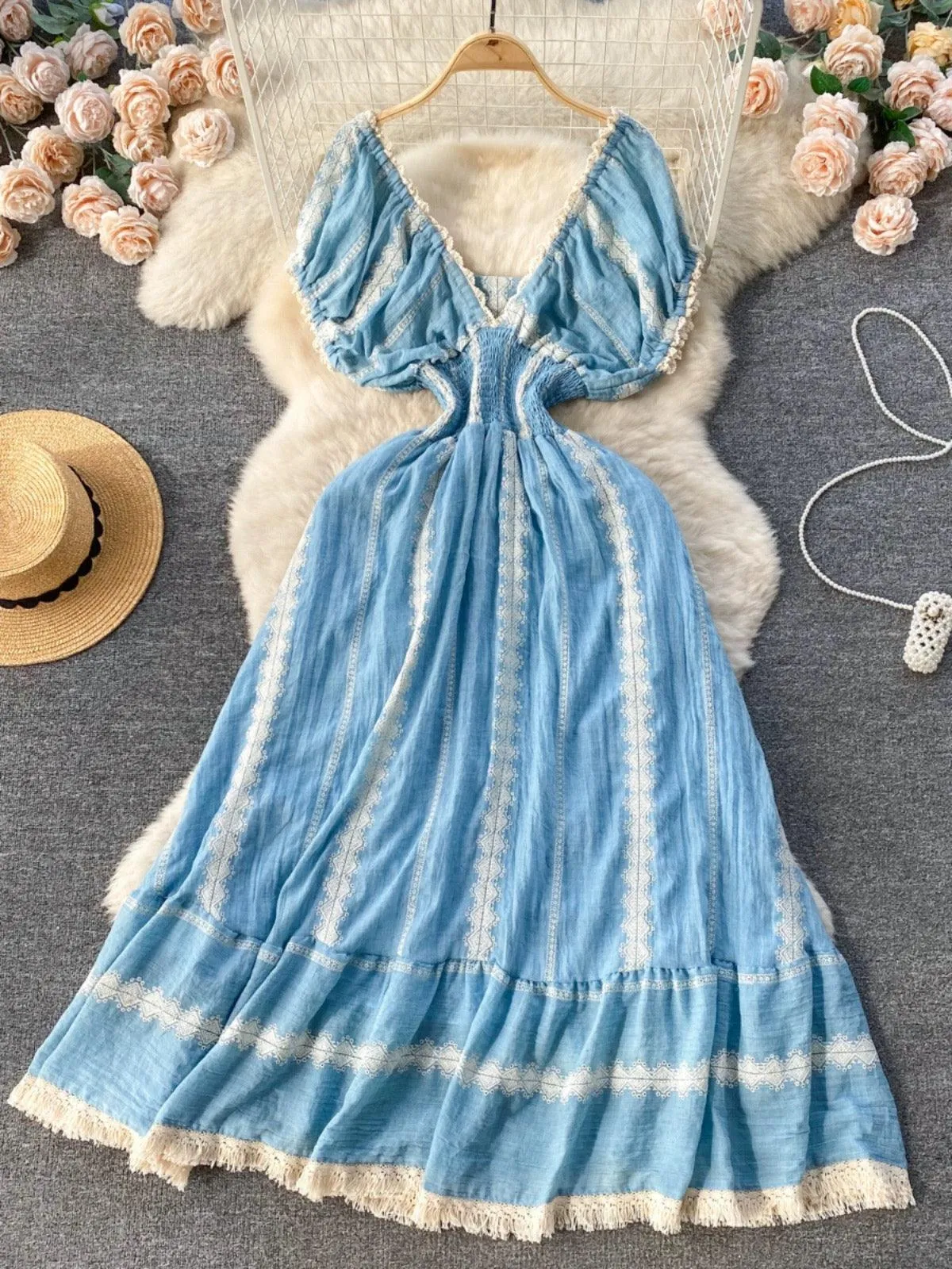 Raven Summer Maxi Dress in blue