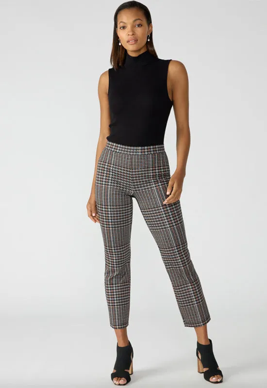 Sanctuary - Carnaby Kick Crop Semi High Rise Legging Cappuccino Glen Plaid