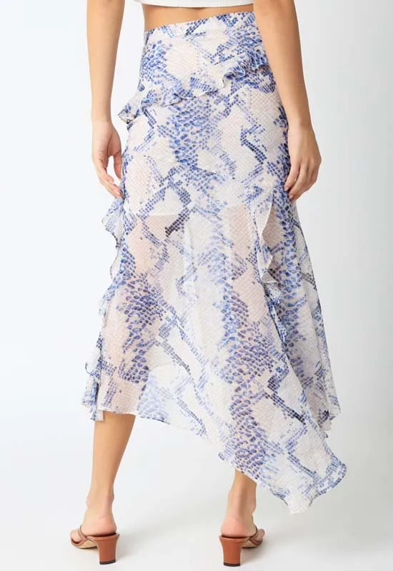 Snake Print Maxi Skirt - Blush Snake