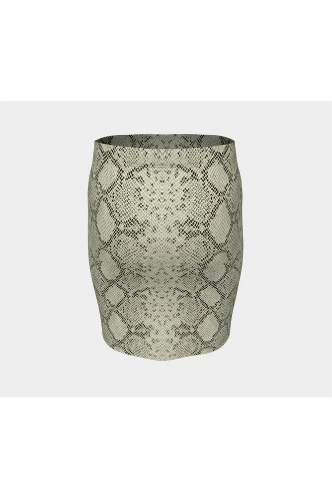 Snake Skin Print Fitted Skirt