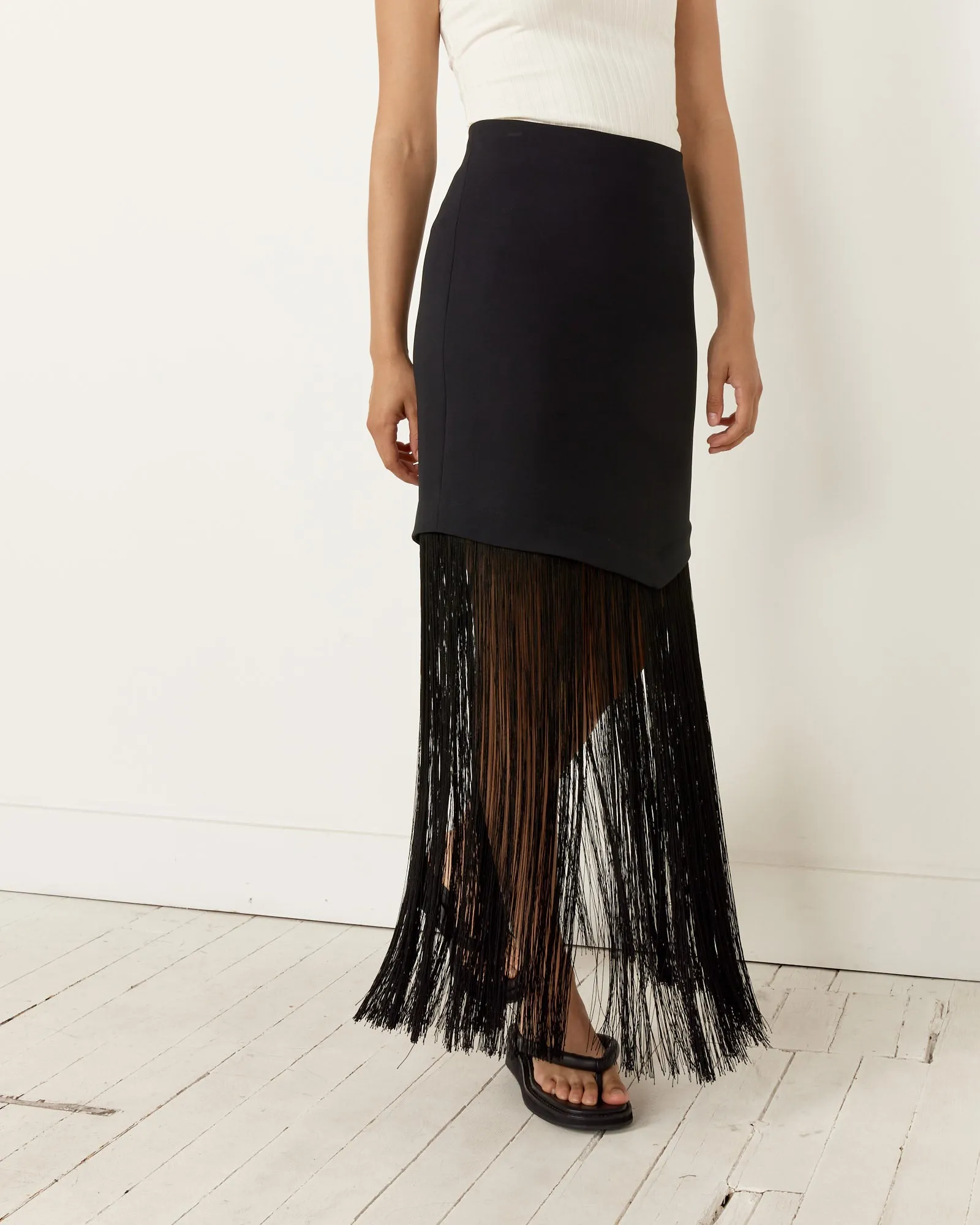 Structured Crepe Skirt in Black