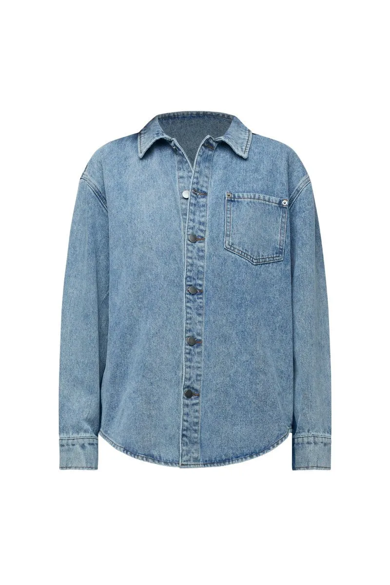 WOMEN DENIM SHIRT-TWO TONE BLUE