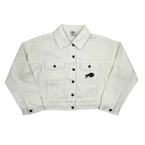 Women's Buffalo Bills Oversized Cropped White Denim Jacket