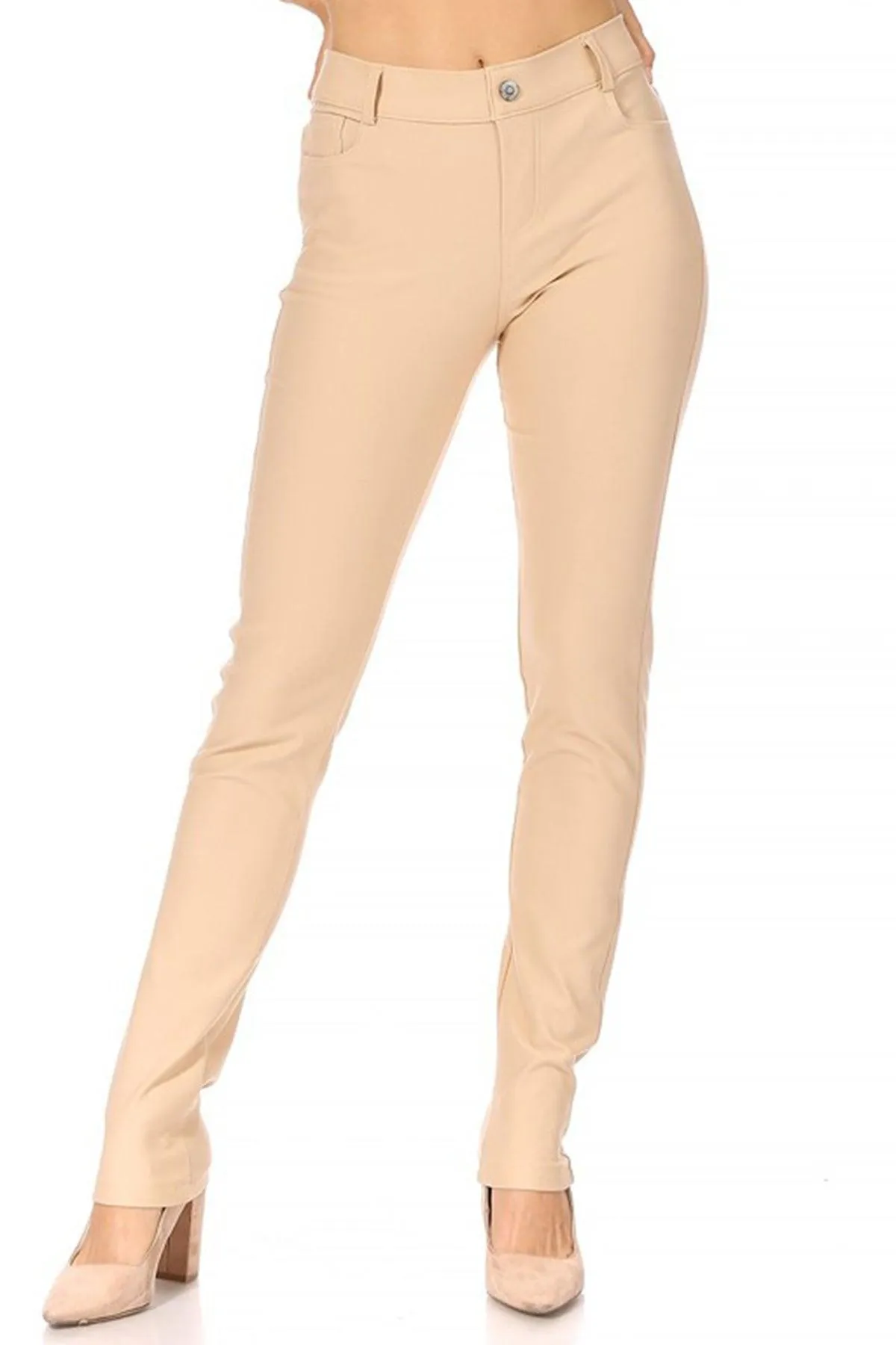 Women's Casual Comfy Slim Pocket Jeggings with Button