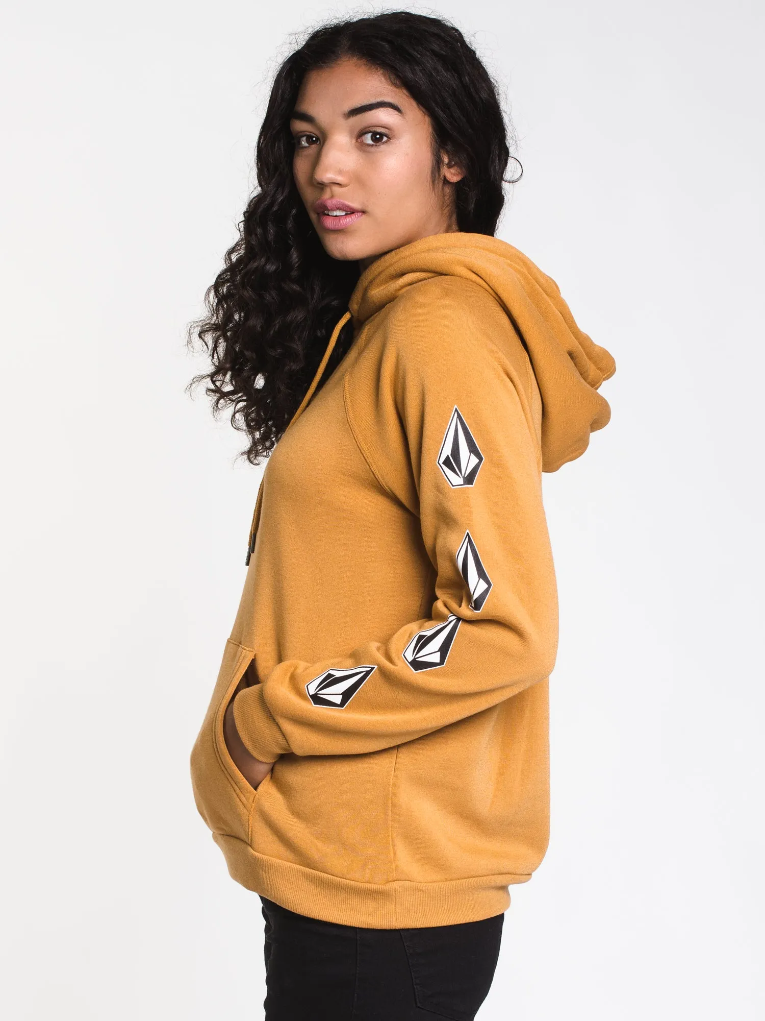 WOMENS DEADLY STONES PULLOVER HOODIE- GOLD - CLEARANCE