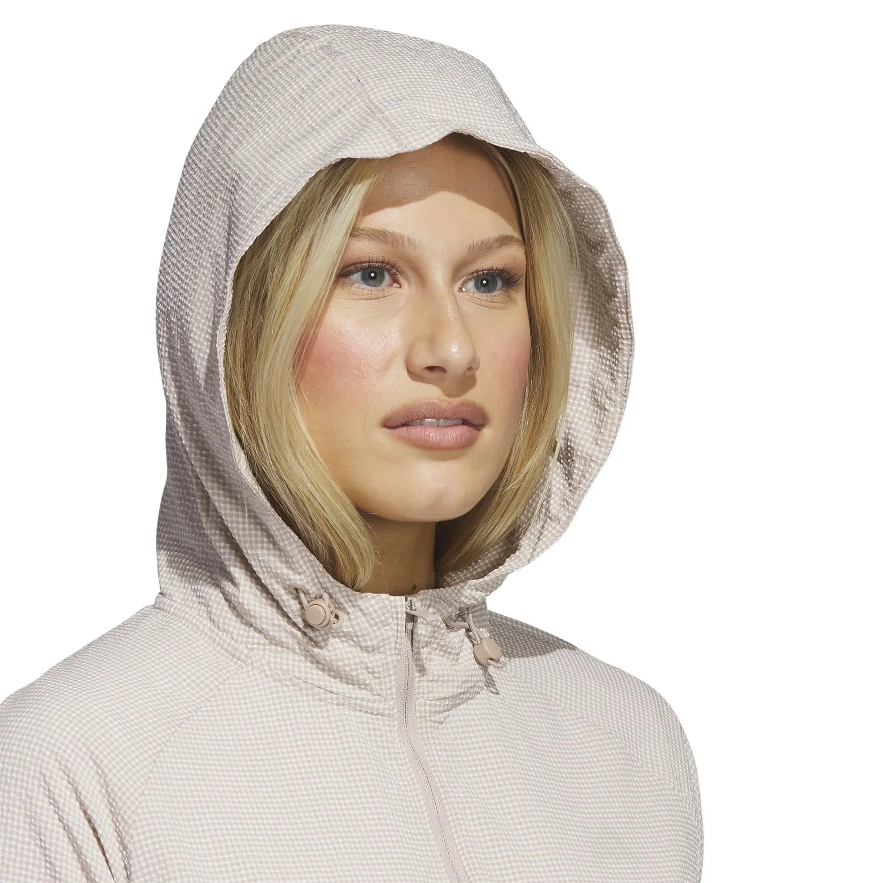 Womens Searsucker Quarter Zip Hoodie Wonder Taupe - SU23